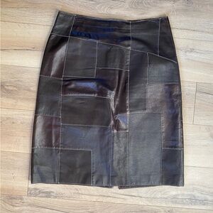 Atelier Brown & Black Patchwork Leather Skirt